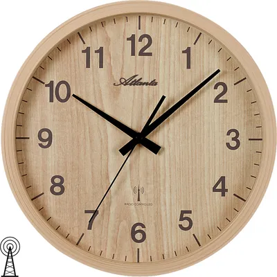 Produktbild von Atlanta 4438/30 Wanduhr Funk Funkwanduhr analog braun hellbraun Holz-Optik rund