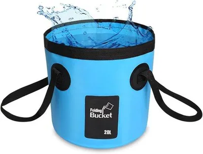 Productafbeelding van Ibenzoa® Opvouwbare emmer, 20 liter – compact en inklapbaar, blauw, met stevige draaghandgreep, ideaal voor camping, auto, tuin en huishouden