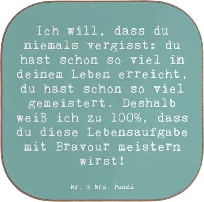 Produktbild von Mr. & Mrs. Panda Untersetzer für Gläser Spruch Trost Erinnerungen - Meeresbrise - Geschenk, Motivation, innere Kraft, Hoffnung, Tischschoner, Mut, Tischuntersetzer, Glas