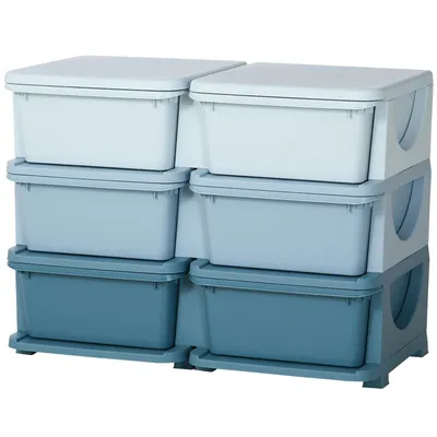 Productafbeelding van HOMCOM Opbergkast met lades voor kinderen, met 6 niveaus, kindermeubilair