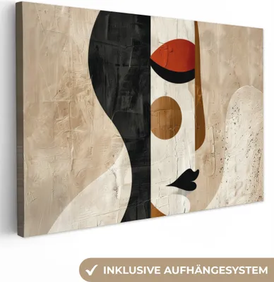 Produktbild von MuchoWow® - Leinwandbilder - Gesicht - Abstrakt - Kunst - Formen, Wandbild, Wanddeko Bilder Wohnzimmer, 120x80 cm