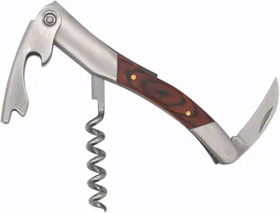 Produktbild von Premium Kellnermesser mit Holzgriff, Eleganter Weinöffner aus Edelstahl, Professioneller Korkenzieher