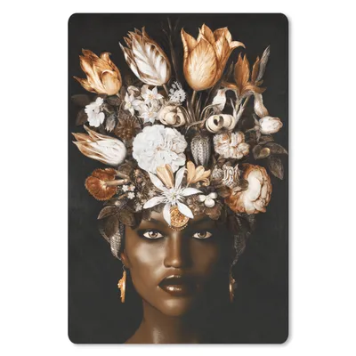 Produktbild von MuchoWow® Mauspad Mousepad Frau - Blumen - Schwarz 40x60 cm - Mousepads - Maus Mat - Pad - Mausunterlage - Schreibtisch Accesoire