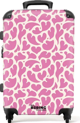 Produktbild von NoBoringSuitcases.com® Großer Koffer - Rosa Herzen Muster - Kombinationsschloss TSA - Hartschalen Trolley 4 Rollen - 72 liter - Reisekoffer - 66 cmKoffer Mittelgroß 67x43x25 cm, 72L,