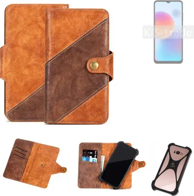 Produktbild von K-S-Trade Handyhülle Schutzhülle Bookstyle Case Wallet-Case kompatibel mit ZTE Blade A52 Cover Klapphülle Kantenschutz Smartphone dunkelbraun braun