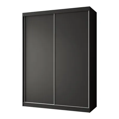 Produktbild von BEAUTYSOFA Kleiderschrank MARIO 150 cm Schwarz – Schwebetürenschrank mit 2 Schiebetüren, Regale & Kleiderstange, Schrank ohne Spiegel