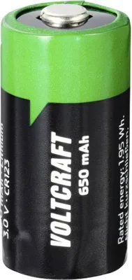Produktbild von VOLTCRAFT Spezial-Akku CR123 Button-top Lithium 3 V 650 mAh 1 St.