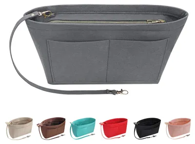 Immagine prodotto di Organizzatore per borse in feltro - Portafoglio multi-tasche per donne, grigio scuro