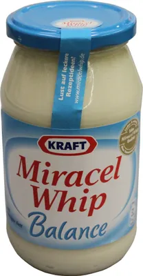 A jar of Kraft Miracel Whip Balance mayonnaise.