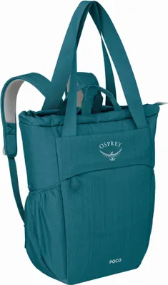 A teal Osprey Poco changing tote bag shown from a front-diagonal angle against a white background.