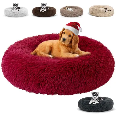 Productafbeelding van Hondenbed, zacht, wasbaar, kerstelijk rood, 120x120x20 cm