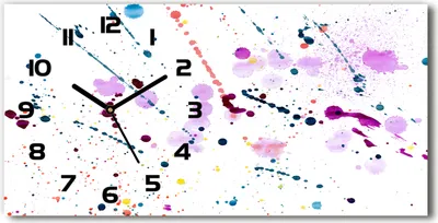 Produktbild von Wanduhr aus Glas – 60x30 cm - Glasbild - Glasuhr - Gehärtetes Glas - schwarze-zeiger - abstrakte Flecken