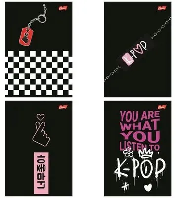 Obrázok produktu pre Zošit A4/60 listov, mriežka, K-Pop Vibes (10 ks) – UNIPAP