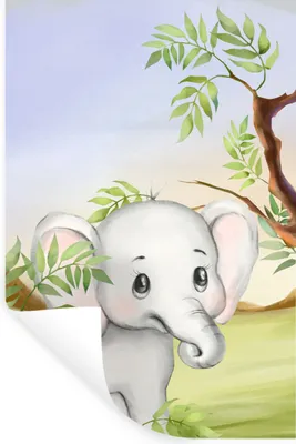 Produktbild von MuchoWow® Wandtattoo Wandsticker Wandaufkleber Dschungel - Elefant - Tiere 60x90 cm Selbstklebend und Repositionierbar - Sticker - Dekorfolie