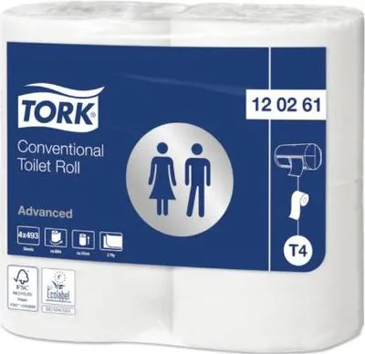 Produktbild von Tork 120261, 496 Blätter, 496 Blätter, Weiß, Papier, 69,4 m, 14 cm