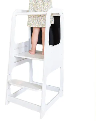 Immagine prodotto di Sedia educativa Montessori "GINGER HOME", con lavagna nera e regolabile in altezza, colore bianco, per bambini dai 1 ai 4 anni