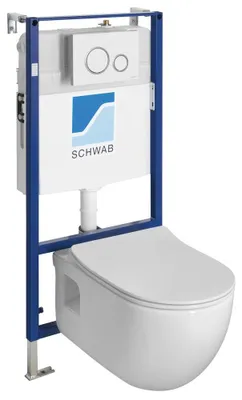 Zdjęcie produktu dla Zestaw WC, wiszący WC BRILLA bez rantu, ze spłuczką podtynkową, biały