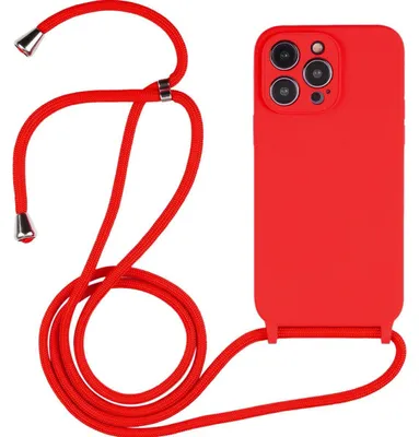 Produktbild von Mobigear Handylanyard für iPhone 14 Pro, Silikon-Handykette – Rot