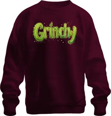 Produktbild von Grinchy Weihnachtsgeschenk Grinch lustig grün Flauschoptik Retro Uni Sweatshirt Pullover, Burgundy, XL
