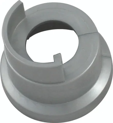 A single gray plastic part, likely a component for plumbing or a similar fixture, is shown against a light gray background.