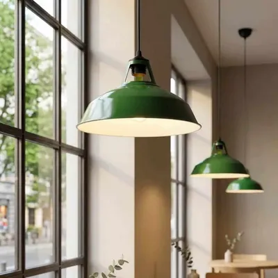 Produktbild von Opviq, Hochwertiger Kronleuchter, Metallkörper, Ø31 cm, Höhe: 100 cm, Kabel: 90 cm, E27 Fassung, max. 40 W, IP20, Grüner Farbton, Industrie-Design, ideal für moderne Räume.