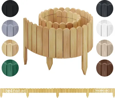 Zdjęcie produktu dla be4nature Elastyczna drewniana obramowanie rabat 10 x 200 cm Jasnobrązowa Impregnowana rollborder – obramowanie rabat i krawędzi trawnika