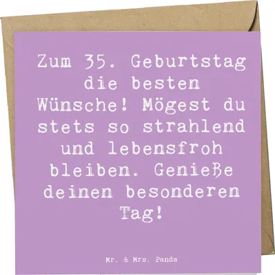 Produktbild von Mr. & Mrs. Panda Klappkarte Spruch 35. Geburtstag Glückwünsche - Lavendeltraum - Geschenk, Glückwunsch, Wertschätzung zeigen, doppelkarte, faltkarte, anlasskarte