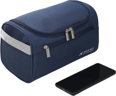 Produktbild von INF Reise-Kulturtasche für Herren – wasserdichte Kulturtasche zum Aufhängen Blau