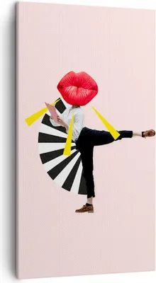 Produktbild von Bild auf Leinwand - Leinwandbild - Einteilig - Grafik Mund Mann - 45x80cm - Wand Bild - Wanddeko - Wandbilder - Leinwanddruck - Bilder - Wanddekoration - Leinwand bilder - Wandbild - PA45x80-4559