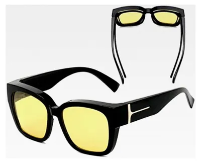 Produktbild von Übergröße Sonnenbrille für Herren und Damen, Quadratische Nachtsichtbrille für Autofahrer, Polarisierte Nachtfahrbrille mit UV400 Schutz und HD Gelben Gläsern