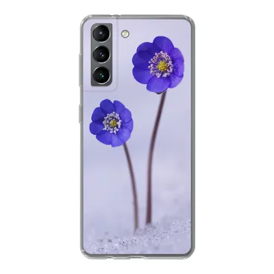 Produktbild von MuchoWow® Handyhülle Schutzhülle Hülle für Samsung Galaxy S21 Blumen - Schnee - Lila Silikon Softcase Handy Hülle - Softcase