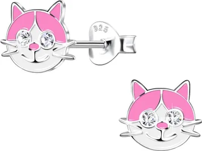 Produktbild von Katzen Ohrstecker Mädchen: Ohrringe Silber 925