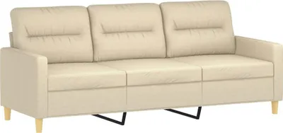Produktbild von vidaXL 3-Sitzer-Sofa Creme 180 cm Stoff