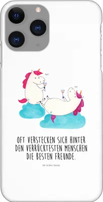 Produktbild von Mr. & Mrs. Panda Iphone 11 Pro Handyhülle Einhorn Sekt - Weiß - Geschenk, BFF, Freundin, Unicorn, Premium Kunststoff, Einhörner, Spaß, Handy Case, Korken