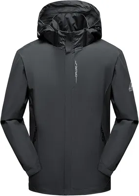 Produktbild von Winddichte und wasserdichte Herrenjacke, leicht, mit Kapuze, wasserdicht, leicht und faltbar, atmungsaktiv, geeignet für Wandern, Laufen, Reisen und Spaziergänge