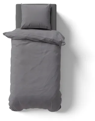 Produktbild von 2-tlg Renforcé UNI Bettwäsche 155x220 + 80x80 cm Kopfkissen Garnitur 100% Baumwolle Mit Reißverschluss grau