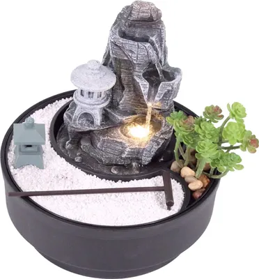 Produktbild von Zimmerbrunnen mit LED-Beleuchtung, Dekobrunnen Laterne für die Wohnung