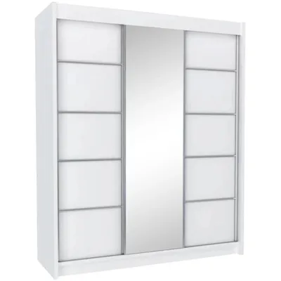 Image de Armoire à portes coulissantes MARIKA 180 cm - Armoire avec miroir & portes coulissantes (blanc)
