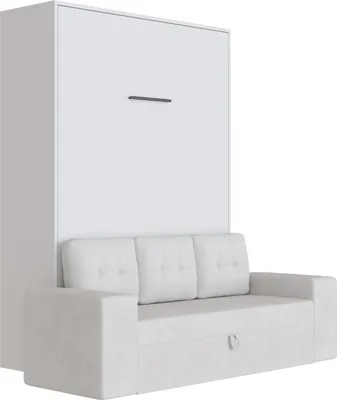 Produktbild von Schrankbett M3 140x200 Vertikal mit Sofa  Armlehnen mit Schubladen Weiss