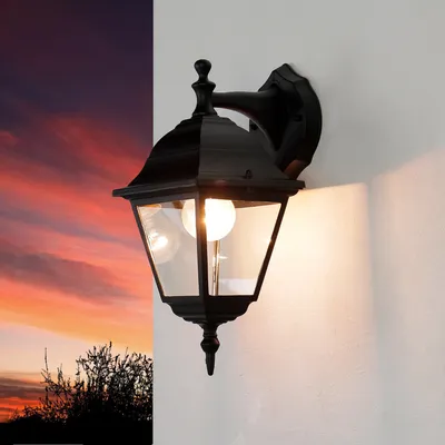 Produktbild von Außenleuchte Wand außen Wandlampe Rustikal Landhaus Schwarz Aluminium Glas IP44 E27 Außenleuchte Garten Laterne