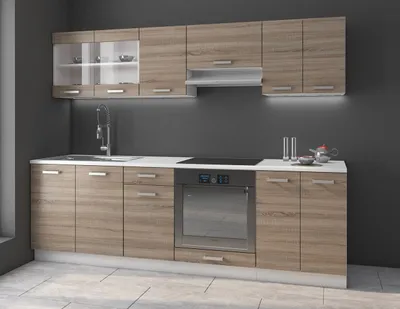 Produktbild von Kuchyně 240/240 cm LIAN 1 - dub lanýž / bílá + LED a příborník