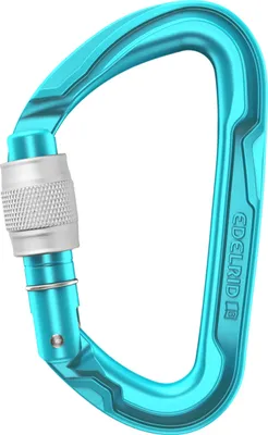 Edelrid Pure Screw Karabiner in Türkis mit Schraubverschluss; geeignet für Klettern.