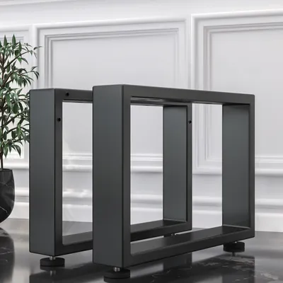 Produktbild von 2er-Set MORENA | Lounge Tisch Kufe | Schwarz | Füße: 8x8cm | B58xH36cm | U Tischgestell, TischKufe Schwarz