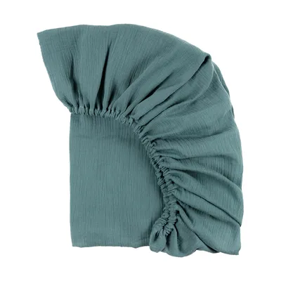 Produktbild von KraftKids Spannbettlaken Musselin nilblau pass. f. Matratze 90 x 200 cm