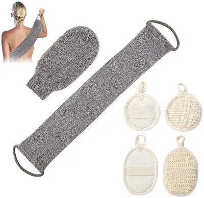 Produktbild von Naturhaar-Exfoliërende Badborstel mit Hennepband - Loofah - Handgriff - für Männer und Frauen