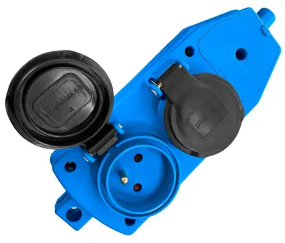 Productafbeelding van Meervoudige stekkerdoos met 4 stopcontacten, 16A, IP44, type: met aarding - blauw