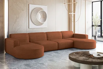 Zdjęcie produktu dla Narożnik designerski MODENA U XL , tkanina Poso Miedziany