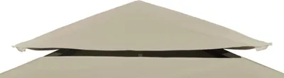 The image shows the top part of a beige gazebo roof.