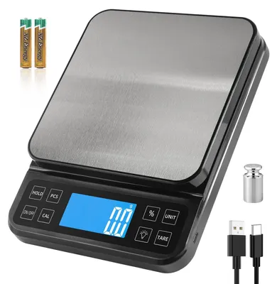 Produktbild von Küchenwaage Backwaage Tischwaage - 5 kg - 0,1 g - Wiederaufladbar - LCD-Display