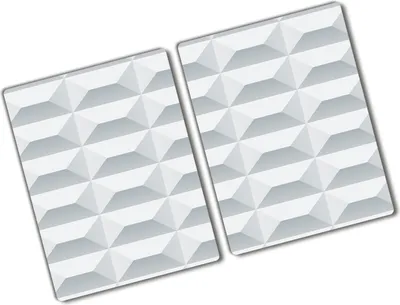 Produktbild von Tulup Glas Herdabdeckplatte - 2x40x52 cm - Glaskeramikkochfeld-Abdeckung Spritzschutz Glasabdeckplatte Kochplattenabdeckung und Schneidebrett - Zweiteilig - Kunst: modern & klassisch - Geometrische Figuren - Weiß